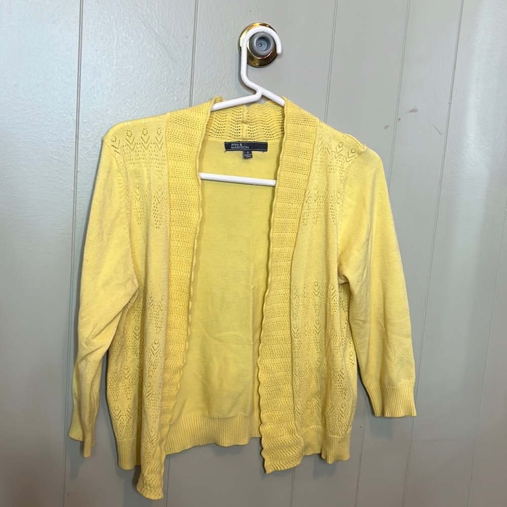 Yellow, dress up, cardigan